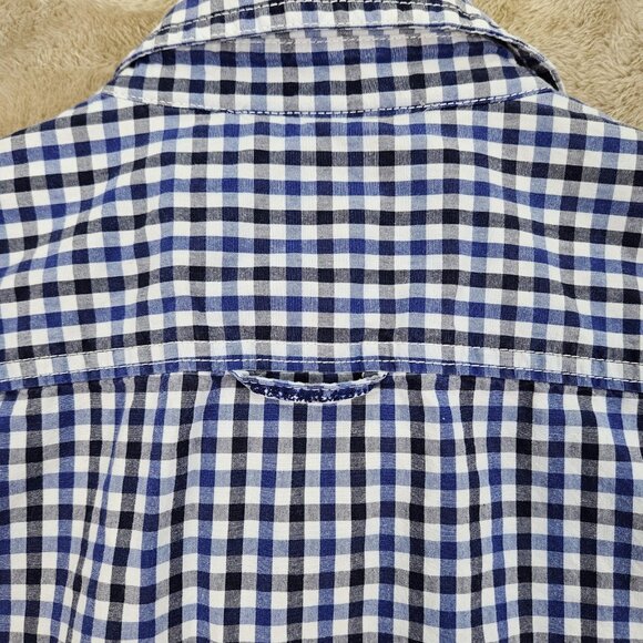 Superdry Button-Down Shirt Men's Size L Blue White Black Plaid Short Sleeve - Picture 8 of 10